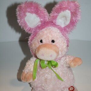 Sound & Light Easter Pig 10" Sings Oinks Here Comes Peter Cottontail Plush Toy